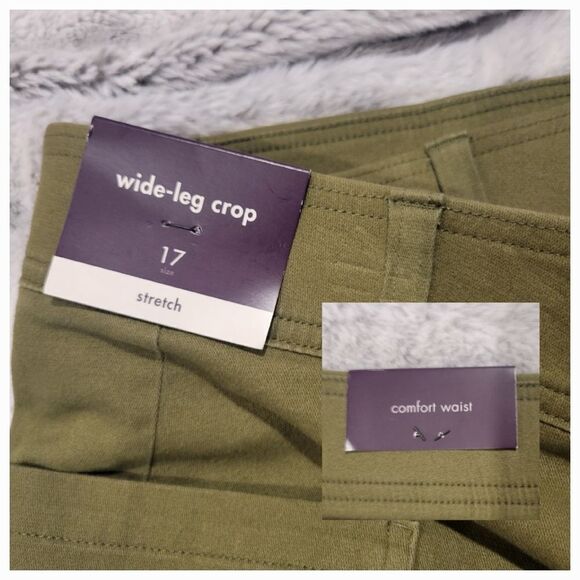 Ava & Viv High Rise Wide-leg crop pants, green size 17, NWT - Picture 6 of 11